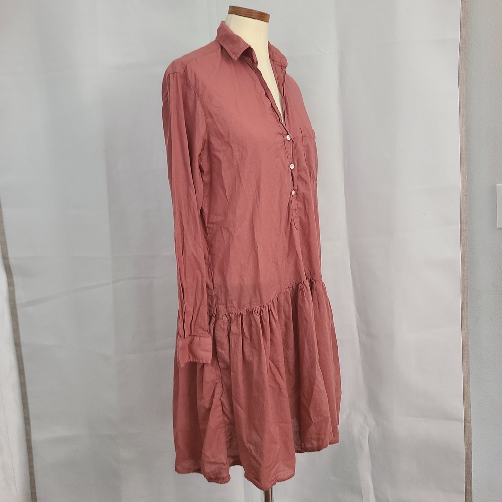 Grayson Sz 1 XS Mauve The Changemaker Half Button Pockets Drop Waist Shirt Dress - Picture 7 of 9